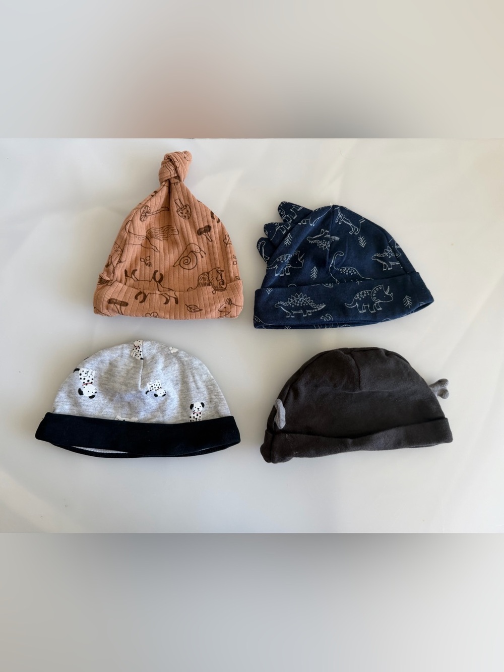 4 Baby Hats Bundle Rabbit + Bear Organic Carter’s Kyle & Deena Newborn 0–9M